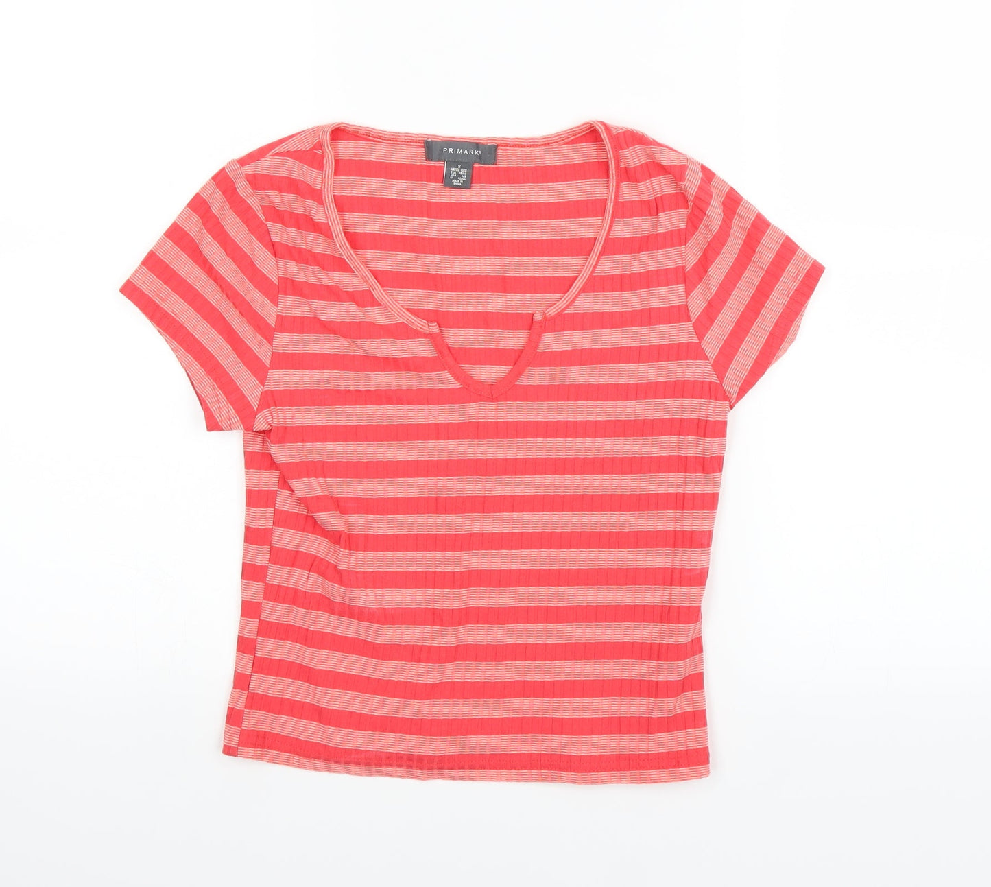 Primark Womens Red Striped  Basic T-Shirt Size S