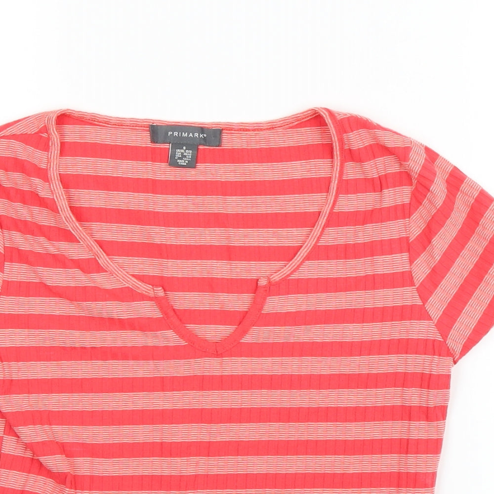 Primark Womens Red Striped  Basic T-Shirt Size S