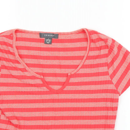 Primark Womens Red Striped  Basic T-Shirt Size S
