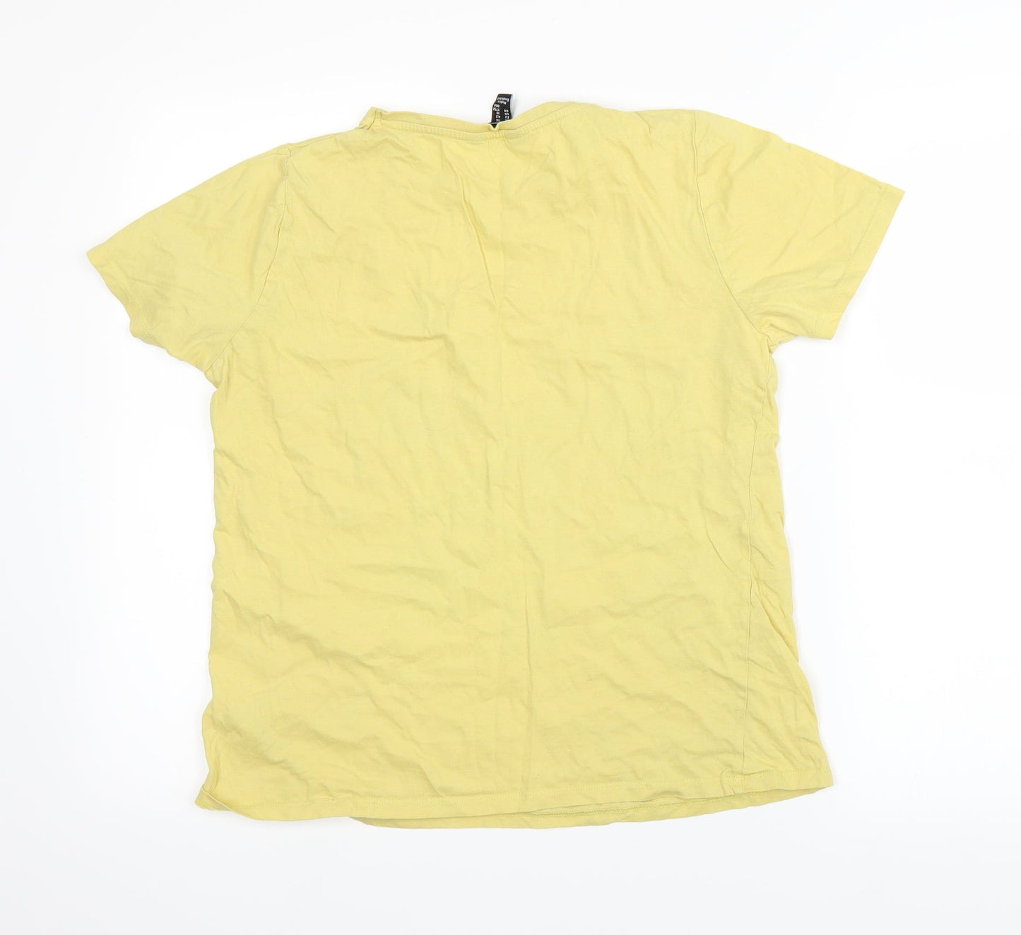 Womens UK Size 14 New Look Yellow Basic T-Shirt