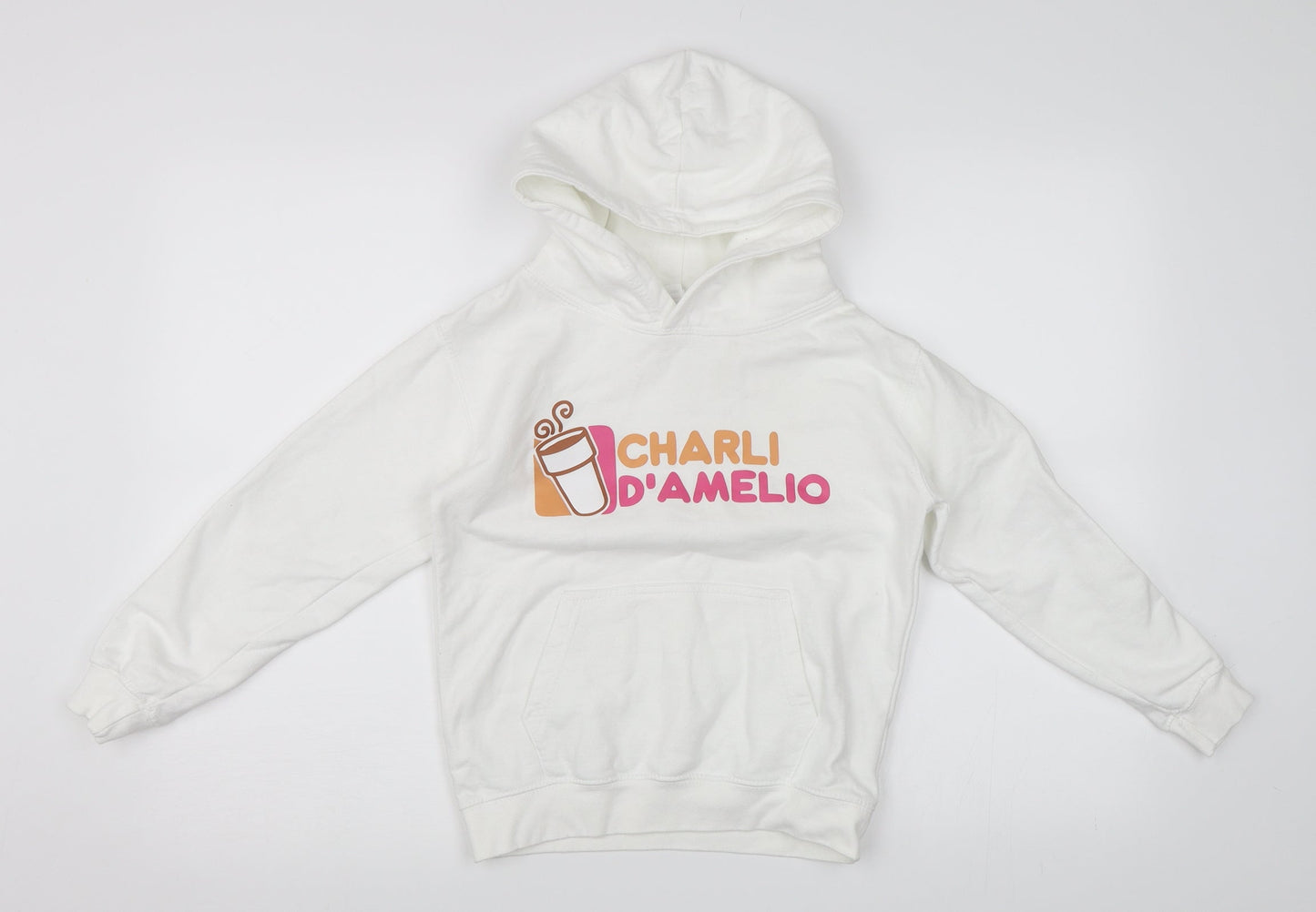 Just Hoods Girls White   Pullover Hoodie Size 7-8 Years  - Charli D'Amilio