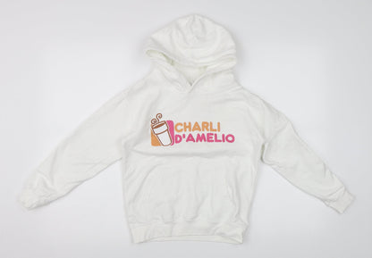 Just Hoods Girls White   Pullover Hoodie Size 7-8 Years  - Charli D'Amilio