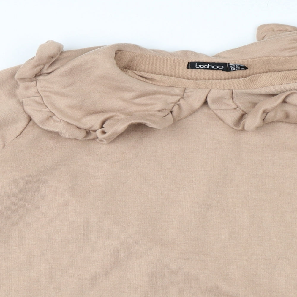 Boohoo Womens Beige   Pullover Sweatshirt Size 12
