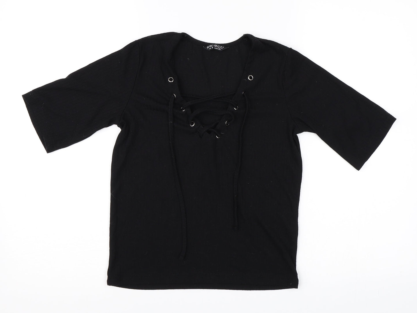 Womens UK Size 6 Select Black Basic T-Shirt