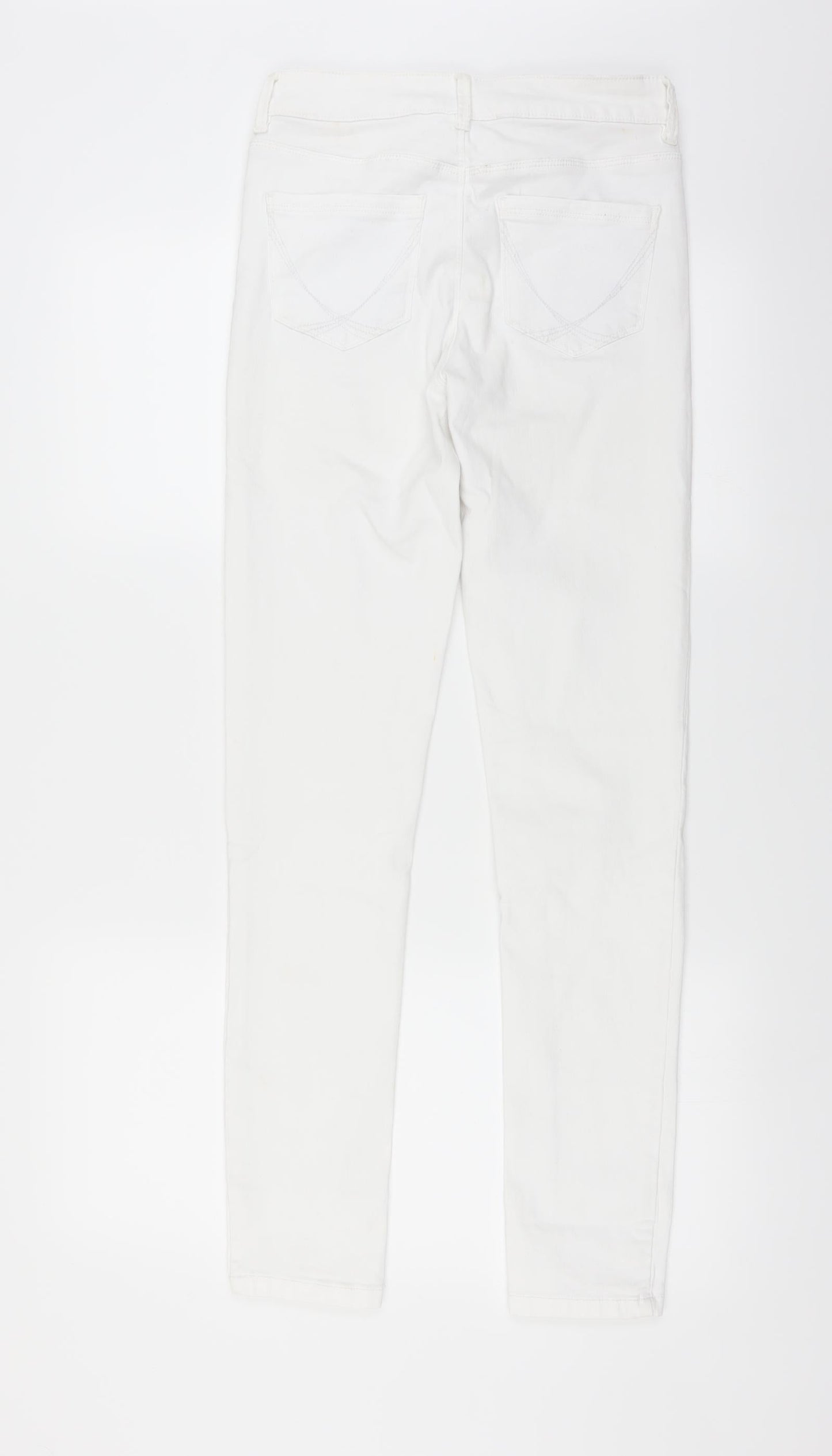 Womens UK Size 8 Preworn Extra-Slim Fit Skinny White Jeans