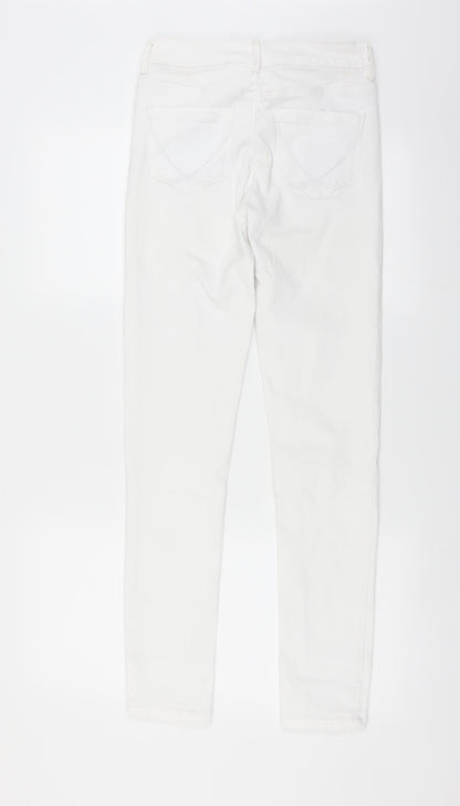 Womens UK Size 8 Preworn Extra-Slim Fit Skinny White Jeans