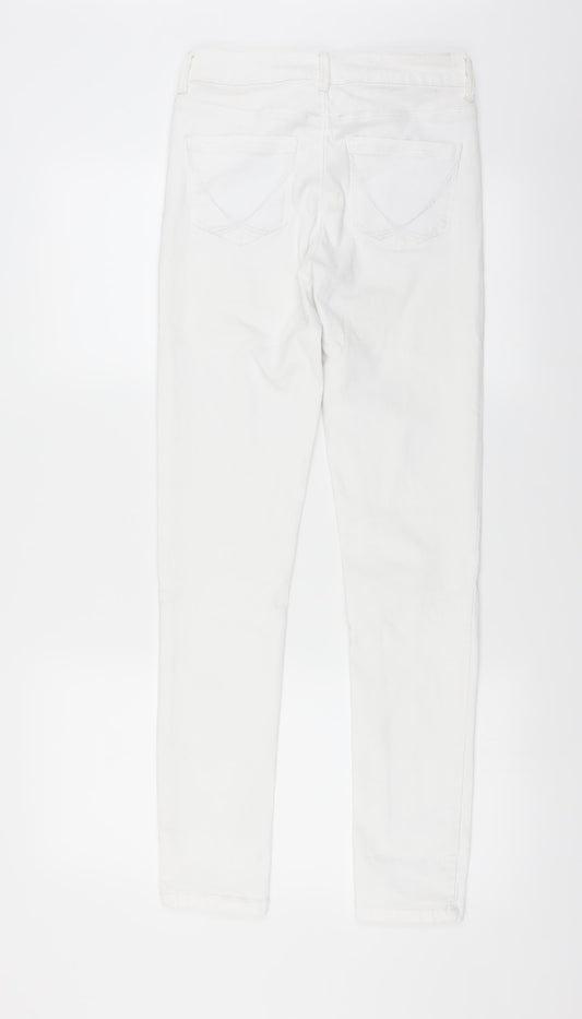 Womens UK Size 8 Preworn Extra-Slim Fit Skinny White Jeans