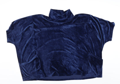 Time To Dream Womens Blue Solid Fleece Top Pyjama Top Size M  - lounge wear