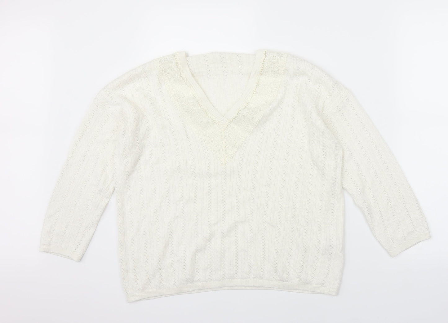 Sainsburys Womens White   Pullover Jumper Size 12  - lace detail