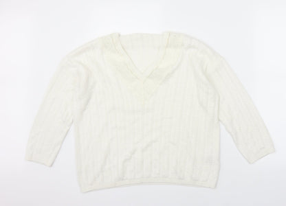 Sainsburys Womens White   Pullover Jumper Size 12  - lace detail