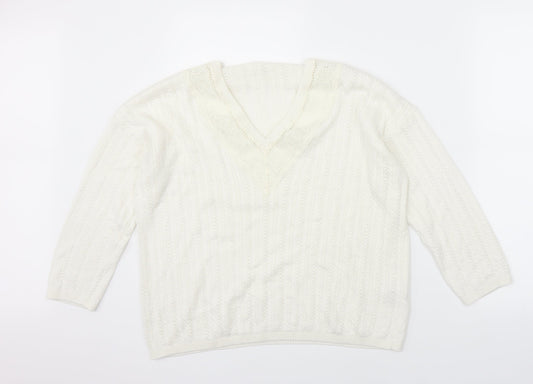 Sainsburys Womens White   Pullover Jumper Size 12  - lace detail