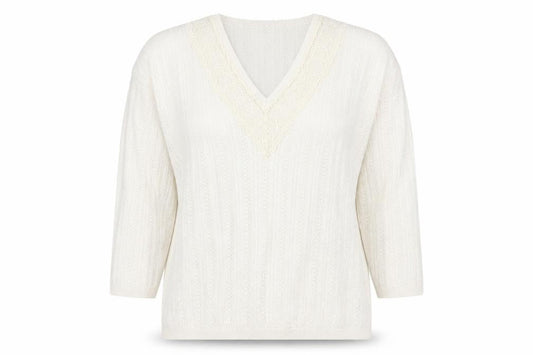 Sainsburys Womens White   Pullover Jumper Size 12  - lace detail