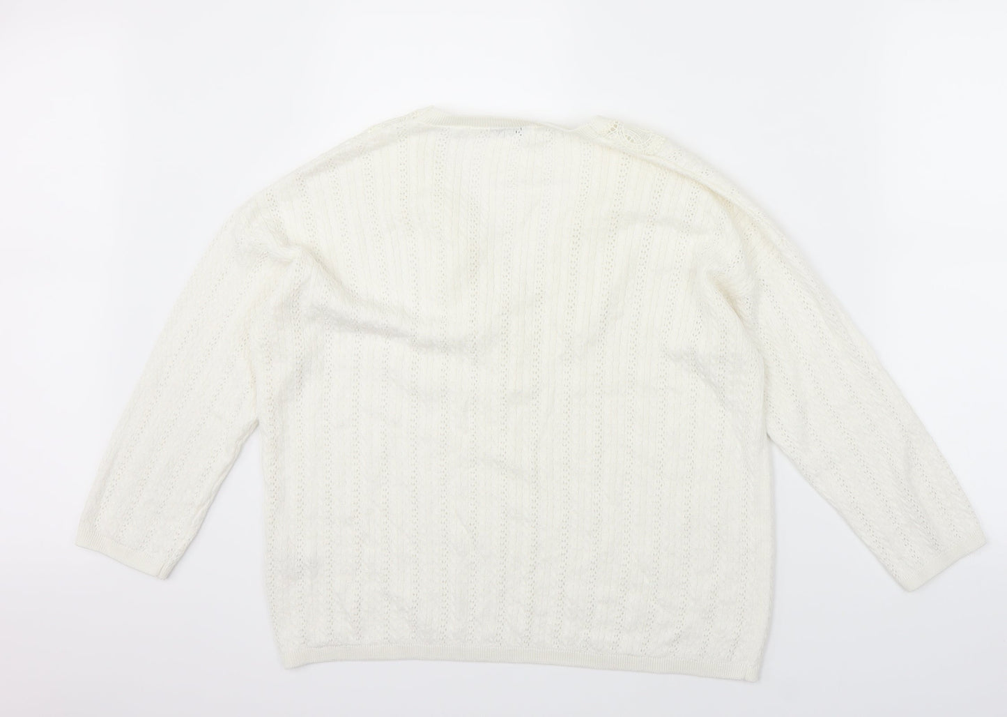 Sainsburys Womens White   Pullover Jumper Size 12  - lace detail
