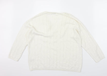 Sainsburys Womens White   Pullover Jumper Size 12  - lace detail