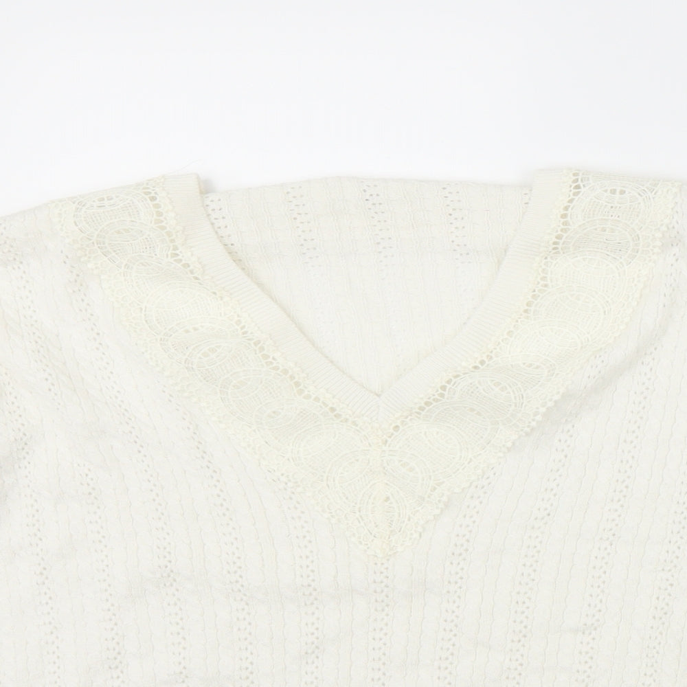 Sainsburys Womens White   Pullover Jumper Size 12  - lace detail