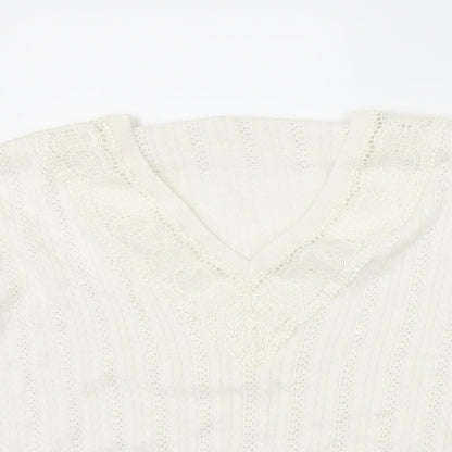 Sainsburys Womens White   Pullover Jumper Size 12  - lace detail