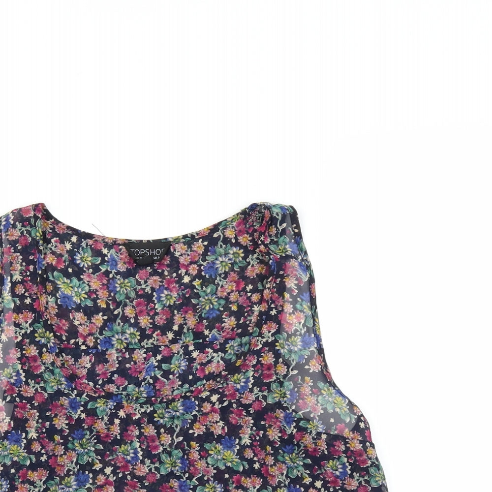 Womens UK Size 8 Topshop Black Basic Blouse
