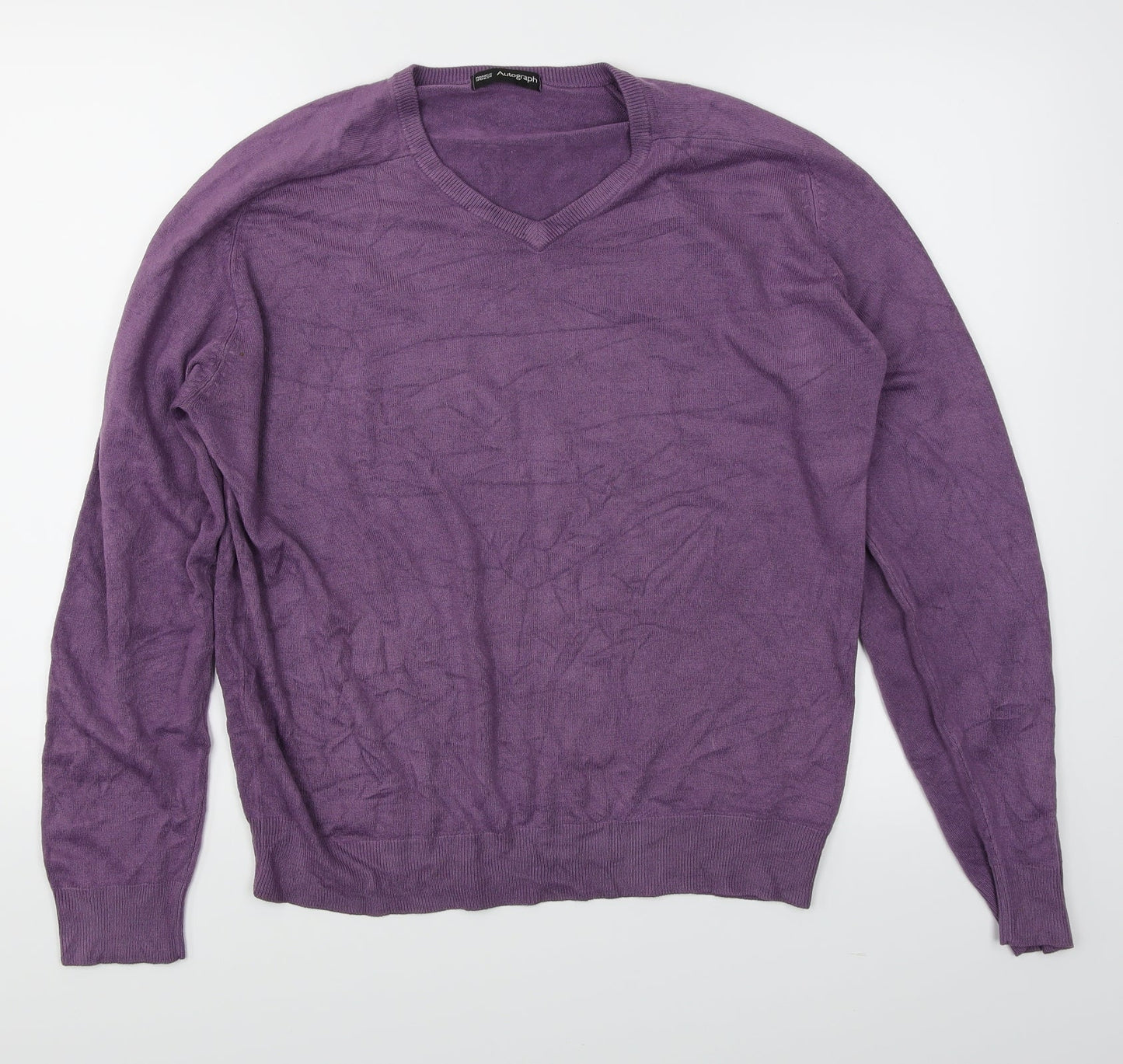Autograph Mens Purple  Knit Pullover Jumper Size M