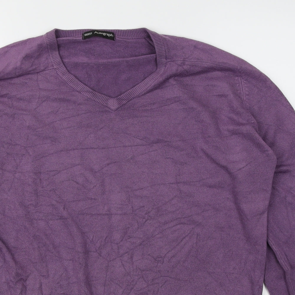Autograph Mens Purple  Knit Pullover Jumper Size M