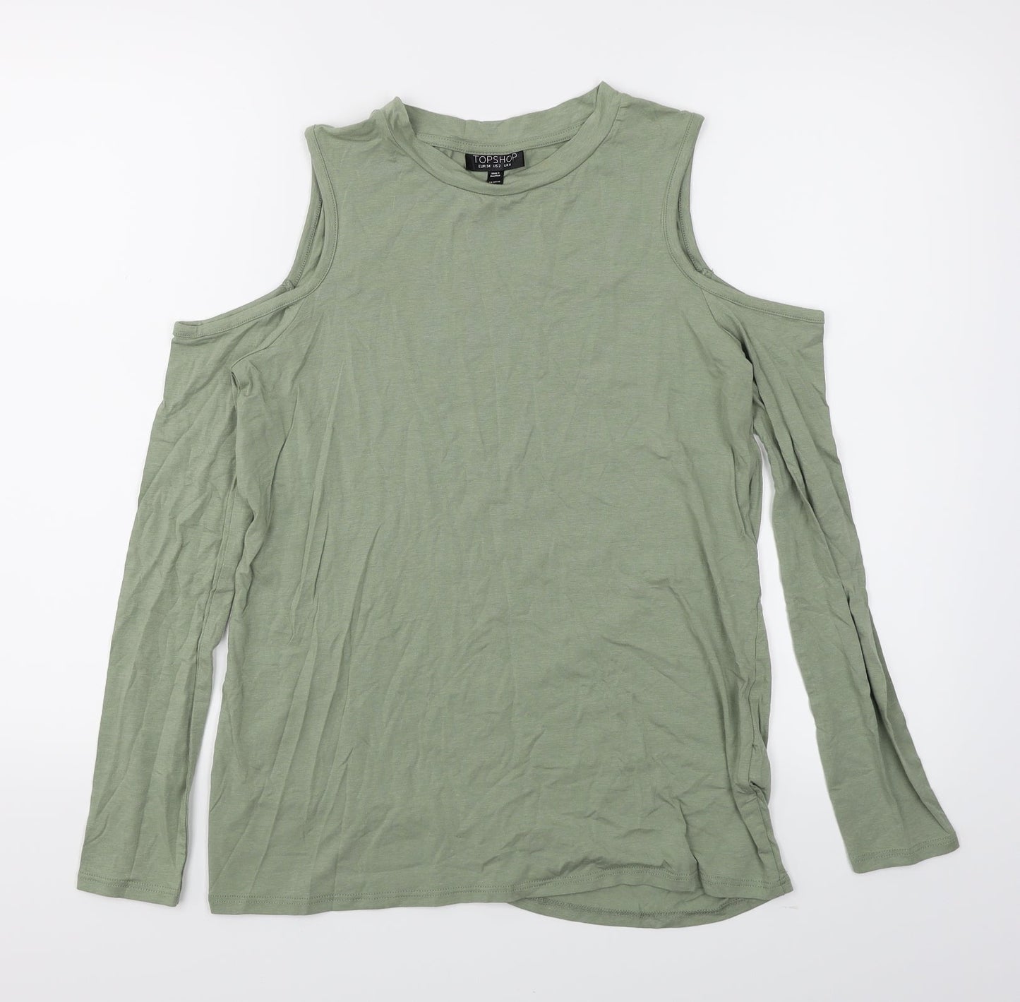 Womens UK Size 6 Topshop Green Basic T-Shirt