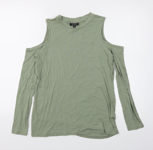 Womens UK Size 6 Topshop Green Basic T-Shirt