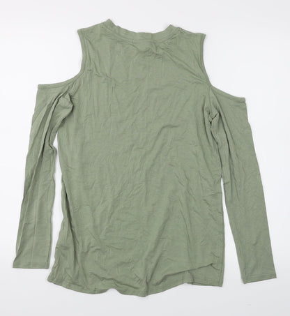 Womens UK Size 6 Topshop Green Basic T-Shirt
