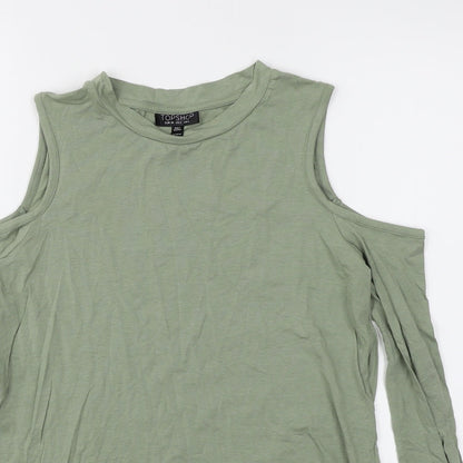 Womens UK Size 6 Topshop Green Basic T-Shirt