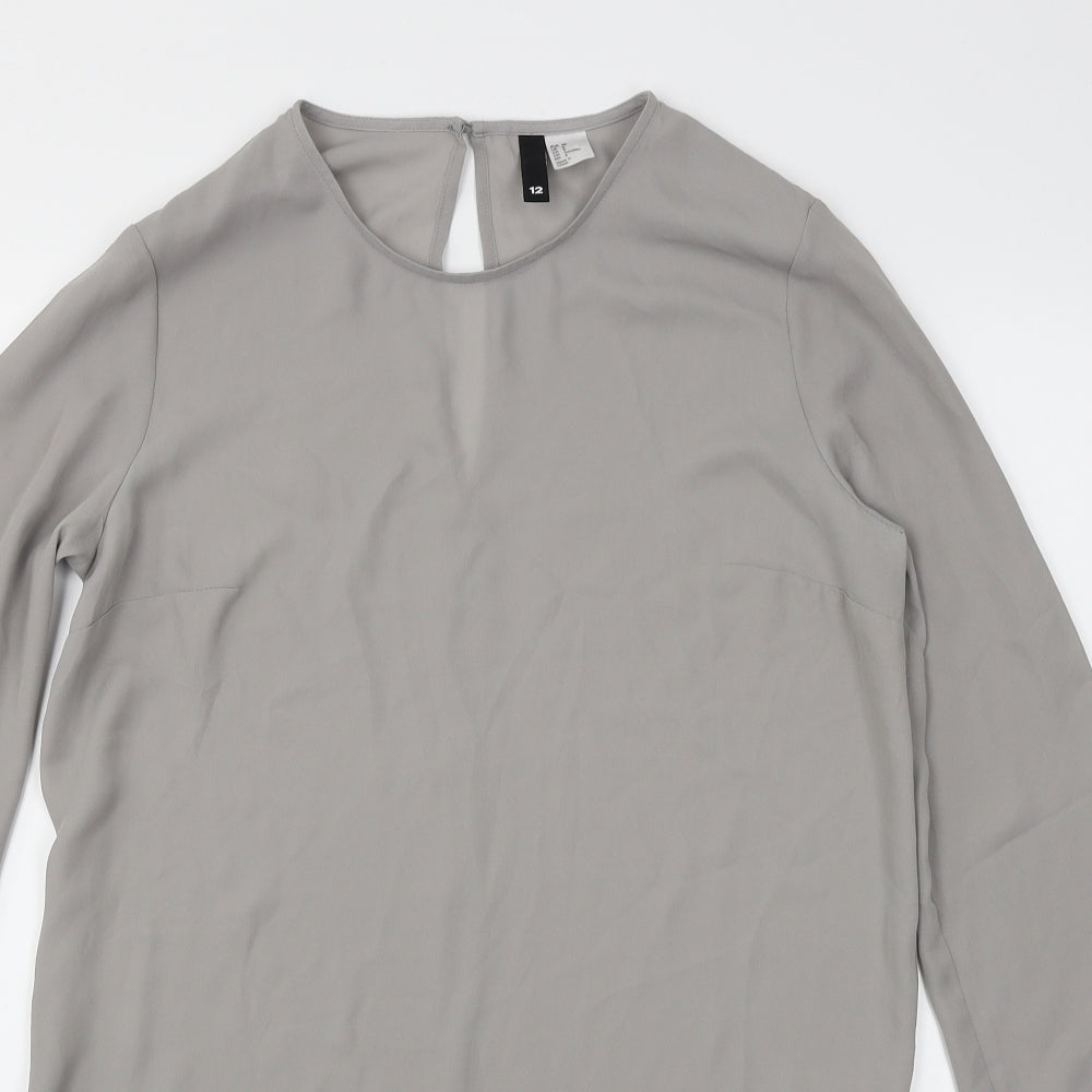 Divided Womens Grey   Basic Blouse Size 12  - long Line