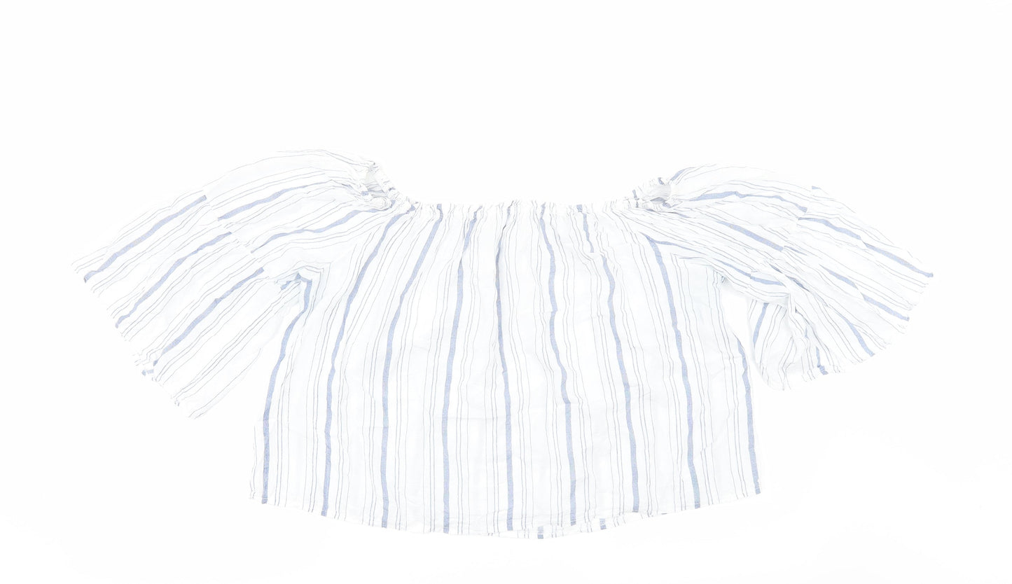 Womens UK Size 12 Preworn White Cropped Blouse
