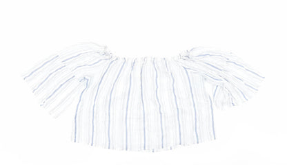 Womens UK Size 12 Preworn White Cropped Blouse