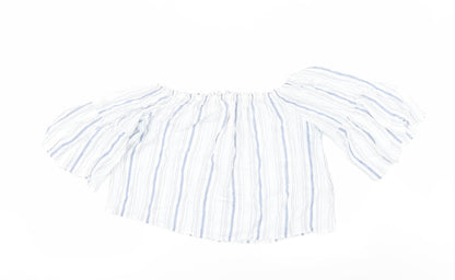 Womens UK Size 12 Preworn White Cropped Blouse