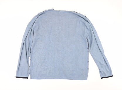 m2m Mens Blue Check  Pullover Jumper Size XL