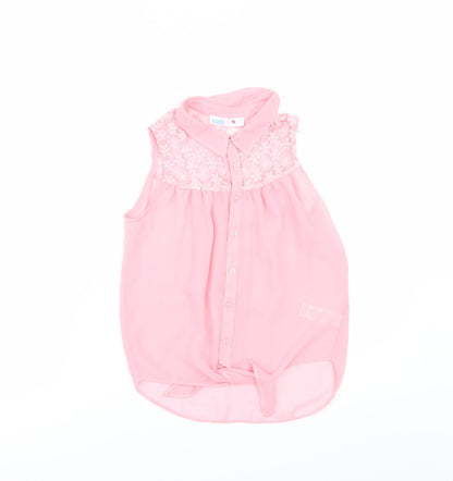 M&Co Girls Pink   Tunic Button-Up Size 9-10 Years