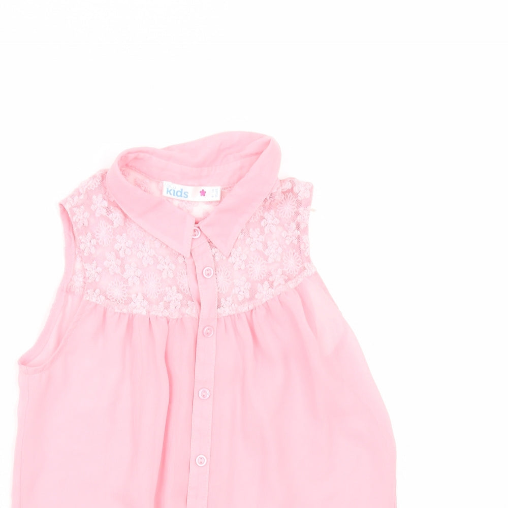 M&Co Girls Pink   Tunic Button-Up Size 9-10 Years