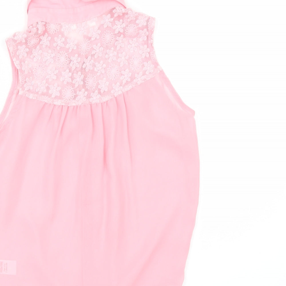 M&Co Girls Pink   Tunic Button-Up Size 9-10 Years