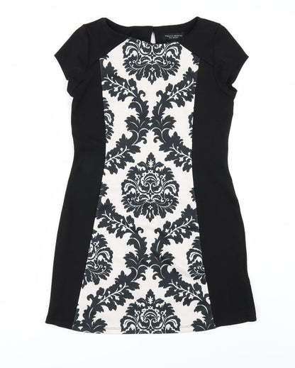 Dorothy Perkins Womens Black Geometric  A-Line  Size 10