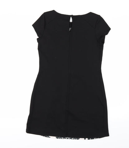 Dorothy Perkins Womens Black Geometric  A-Line  Size 10