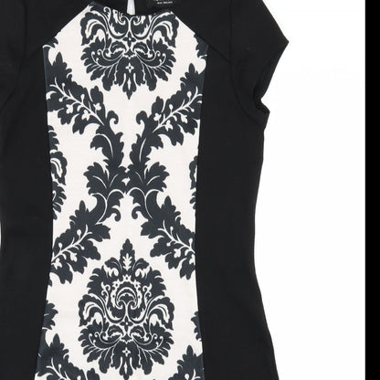 Dorothy Perkins Womens Black Geometric  A-Line  Size 10