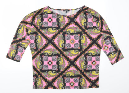 Womens UK Size 12 Papaya Pink Basic T-Shirt