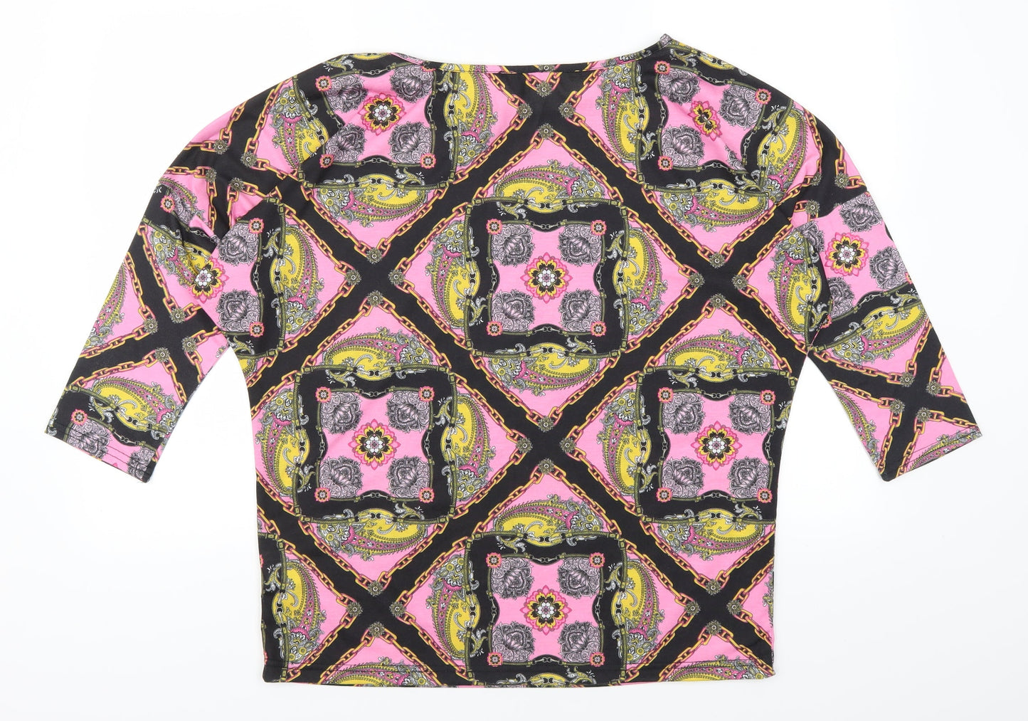 Womens UK Size 12 Papaya Pink Basic T-Shirt