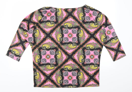 Womens UK Size 12 Papaya Pink Basic T-Shirt