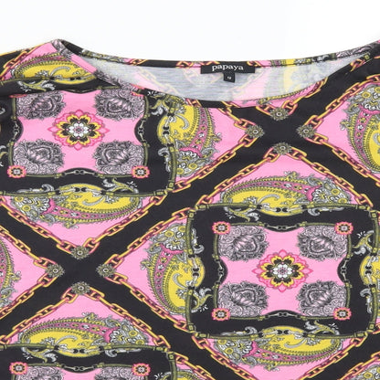 Womens UK Size 12 Papaya Pink Basic T-Shirt