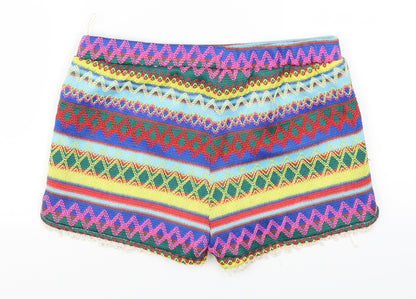 Sure Gypsy Womens Multicoloured Geometric  Hot Pants Shorts Size 28 in