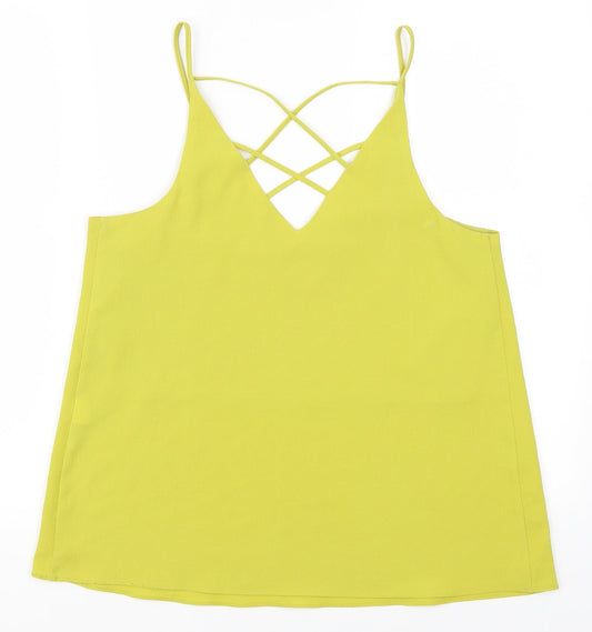 Womens UK Size 8 River Island Green Basic Tank