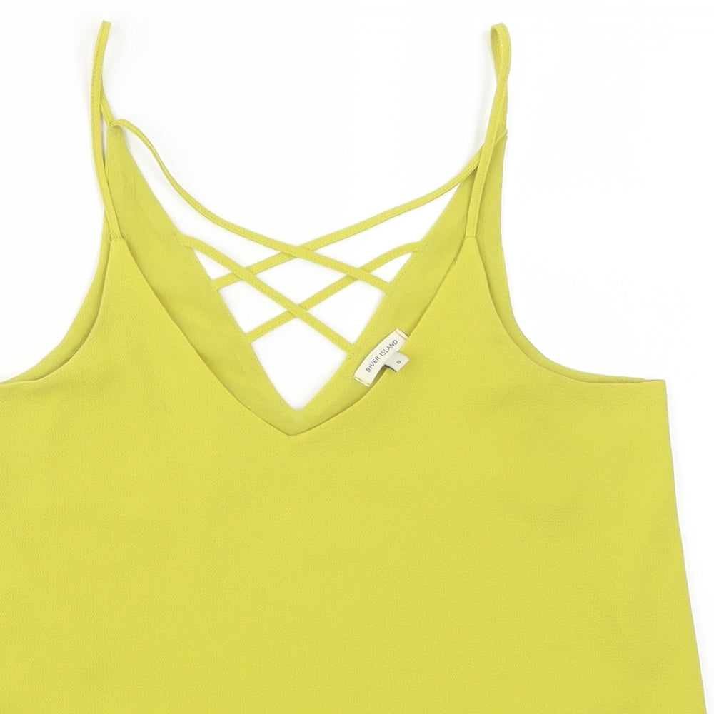 Womens UK Size 8 River Island Green Basic Tank