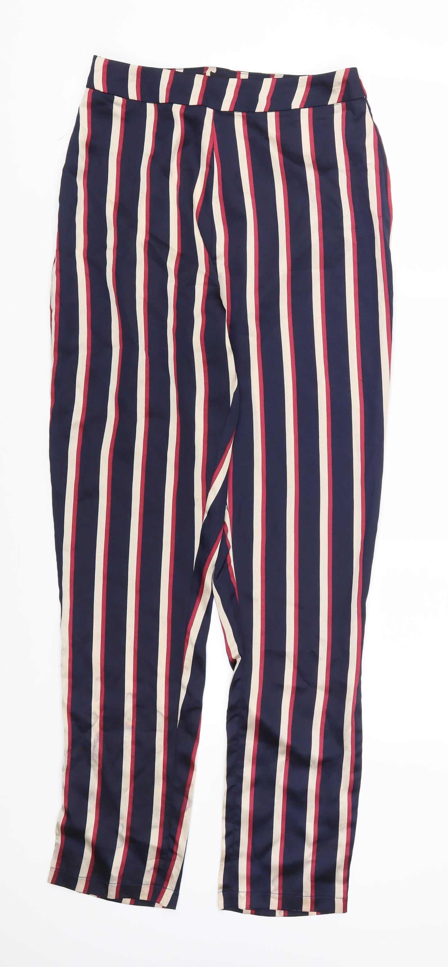Pretty Little Thing Womens Blue Striped  Trousers  Size 8 L29 in