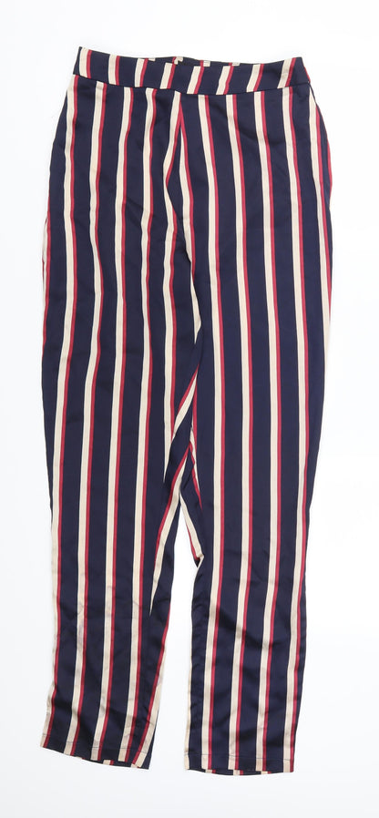 Pretty Little Thing Womens Blue Striped  Trousers  Size 8 L29 in