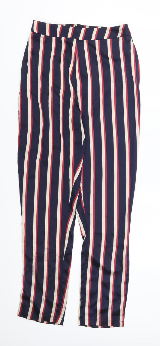 Pretty Little Thing Womens Blue Striped  Trousers  Size 8 L29 in