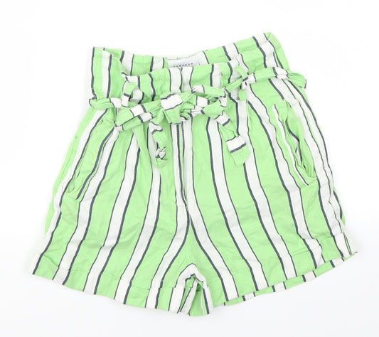 Topshop Womens Green Striped  Mom Shorts Size 8