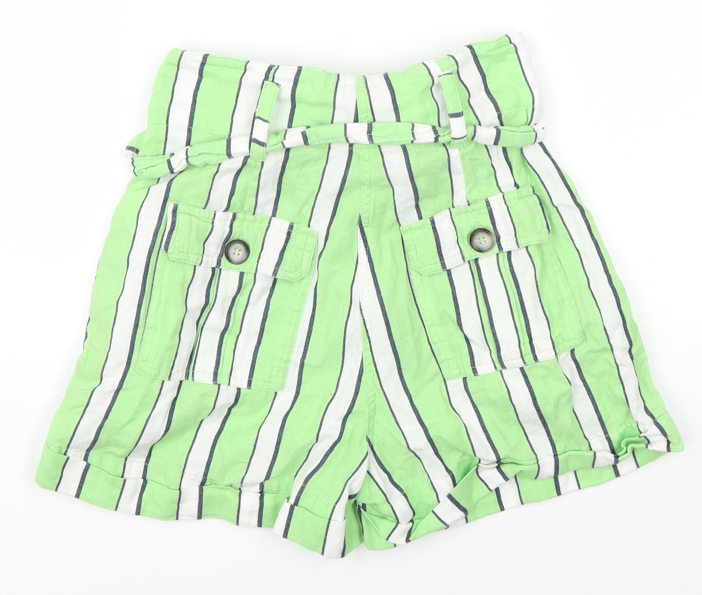Topshop Womens Green Striped  Mom Shorts Size 8